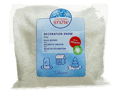 Искусственный снег из переработанного пластика DECORATION SNOW, мелкие хлопья, белый, 200 г, Kaemingk (Decoris)