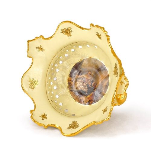 BAROQUE Ваза настольная 44,5х42х34 см, керамика, цвет кремовый, декор золото фото 2
