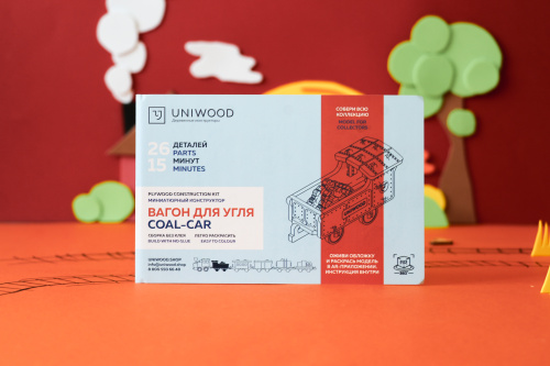 Деревянный конструктор UNIWOOD Вагон для угля фото 5