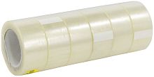 Клейкая лента (скотч) 48 мм х 66 м, 45 мкм, прозрачная, упаковка 6 шт.