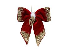 Ёлочное украшение БАНТ ДЕББИ, текстиль, красный, 15 см, Due Esse Christmas