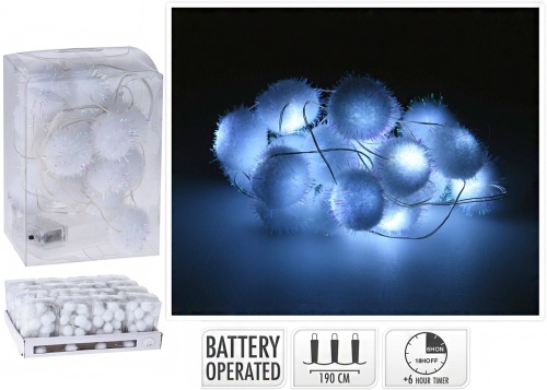 Электрогирлянда КРОШКИ СНЕЖКИ, 20 холодных белых LED-огней, 1.9+0.3 м, таймер, батарейки, Koopman International фото 3