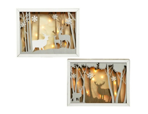 Светящаяся объемная композиция "Олени и снежинки", дерево, тёплые белые LED-огни, 39x5x30 см, Kaemingk фото 3