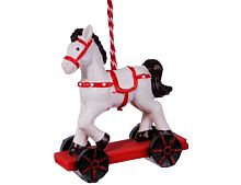 Ёлочная игрушка "Лошадка на колёсиках", полистоун, 7х6 см, Breitner