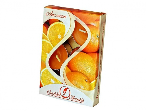 Набор ароматических свечей "Апельсин", 3.8х1.6 см (упаковка 6 шт.), Омский Свечной