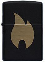 Зажигалка ZIPPO Flame с покрытием Black Matte, латунь/сталь, чёрная, матовая, 36x12x56 мм, 218 Flame chromed