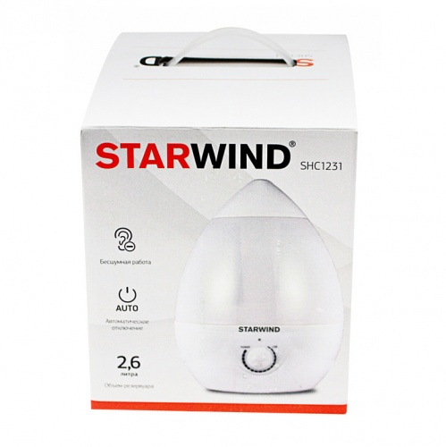 Увлажнитель воздуха Starwind (2,6 литра), 25 Вт, белый фото 2