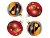 Набор стеклянных шаров ФЕЙЕРВЕРК, красный с золотом, 4х62 мм, Елочка