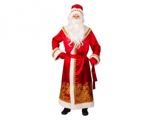 Костюм Деда Мороза Пейзаж из золота, красный, размер 54-56, Батик, Батик