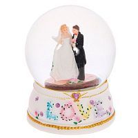 Фигурка декоративная в стеклянном шаре "Жених и невеста" (с подсветкой), Н13 см 632607