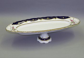 Овальное блюдо на ноге "Соната" 55,5 см "07121518-0440" Leander, синий; белый