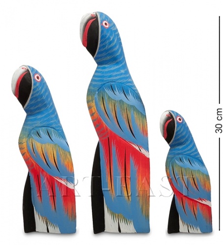 90-086 Статуэтка "Синий Попугай" набор из трех 30,22,15 см