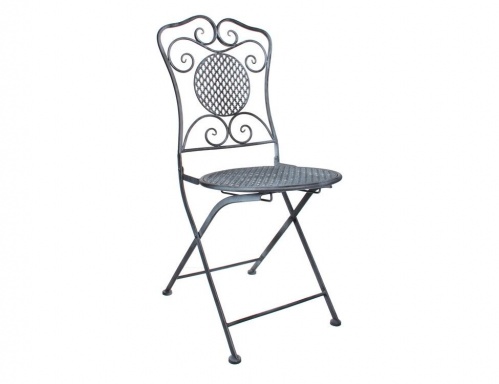 Садовый стул складной "Ажурный прованс", металл, серый, 53х40.5х90.5 см, Edelman