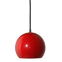 Лампа подвесная ball, красная глянцевая, черный шнур
