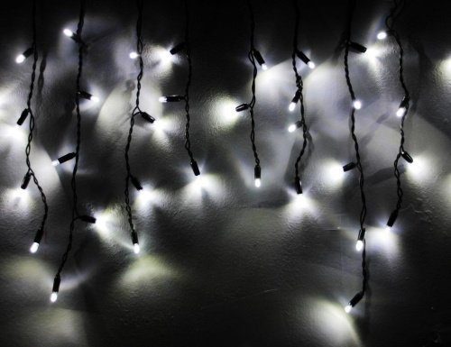 Светодиодная бахрома Legoled 3.1*0.5 м, 120 холодных LED-огней, холодное мерцание, черный КАУЧУК, соединяемая, IP65, BEAUTY LED фото 6