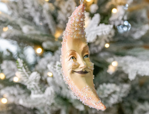 Ёлочная игрушка РАДОСТНЫЙ МЕСЯЦ, полистоун, золотой, 15 см, Winter Deco