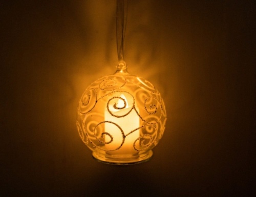 Светящееся ёлочное украшение "Свеча в шаре", тёплый белый LED-огонь, 10х10 см, батарейки, Edelman фото 3