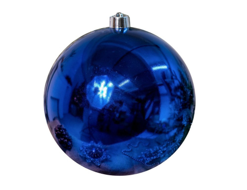 Пластиковый шар, глянцевый, синий, 400 мм, Winter Deco фото 2