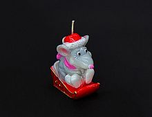 Фигурная свеча "Крыс на санках", 4х6.5х7.5 см, Омский Свечной