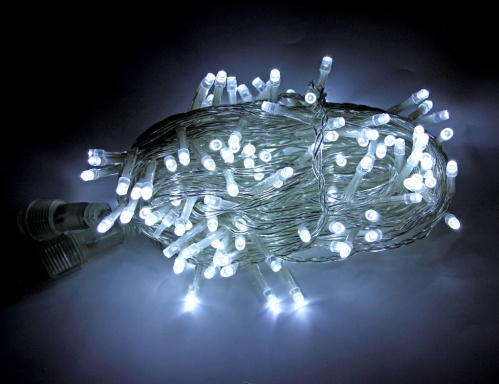 Электрогирлянда нить "Белые огоньки" 120 холодных белых LED огней для улицы, 12+1,5 м, прозрачный провод, коннектор, SNOWHOUSE фото 4