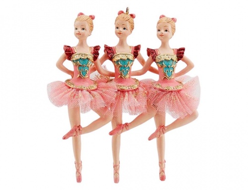 Ёлочная игрушка "Трио юных балерин", полистоун, тюль, 13 см, EDG