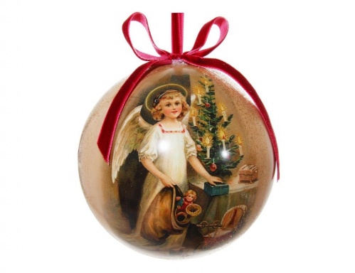 Ёлочный шар "ангел с подарками", папье-маше, 11 см, SHISHI фото 2