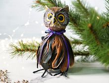 Подвесное декоративное украшение СОВА АЙБЛ, текстиль, перо, 19 см, Winter Deco