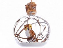 Стеклянный шар с фигуркой "Лесная сова", стекло, полистоун, 8 см, Kaemingk