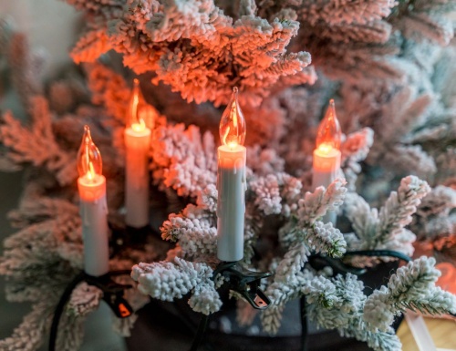 Электрогирлянда "Оплавленные свечи" белые с эффектом натурального пламени, прозрачные лампы, Kaemingk фото 2