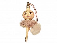 Ёлочная игрушка "Балерина - флакончик", полистоун, текстиль, кремовая, 16 см, Goodwill