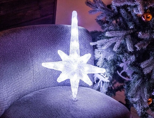 Подвесная фигура "Полярная звезда" мерцающая, акрил, 30 холодных белых LED-огней, 37x6.5x56 см, уличная, Kaemingk фото 4