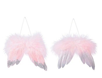 Украшение "Ангельские крылышки", перо, нежно-розовые, 14x16 см, Kaemingk
