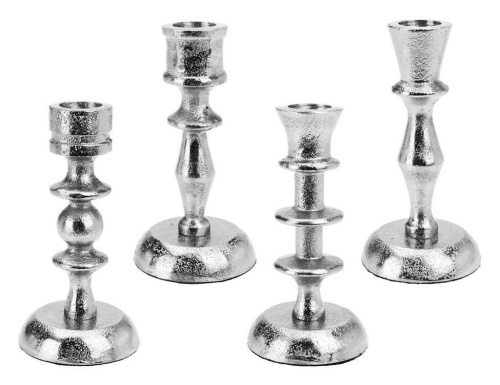 Канделябр БРУТАЛЕ ТРЭО (медиум) под 1 свечу, никелированный алюминий, серебряный, 13 см, Koopman International фото 2