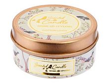 Ароматическая свеча СИРЕНЕВЫЕ ГРЁЗЫ - COTTON LINEN, 8х5 см, Koopman International