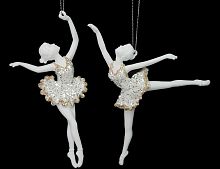 Ёлочное украшение "Балерина", акрил, белая с серебром, 15 см, разные модели, Forest Market