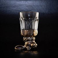 Рюмка для крепких напитков - "Золотой Зверь" - Стопка-перевертыш "Заяц" в картонном футляре, объем: 02 л, материалы: стекло, латунь, цвет: жёлтый