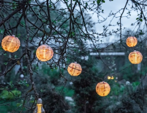 Садовая гирлянда Solar ЦВЕТОЧНАЯ НЕЖНОСТЬ - китайские фонарики , 10 тёплых белых LED-огней, 4.5+3 м, чёрный провод, Kaemingk (Lumineo) фото 8