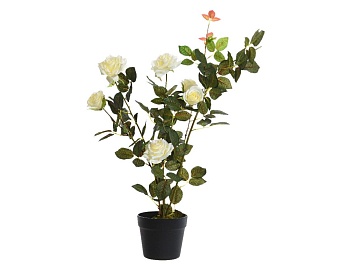 Искусственное растение РОЗОВЫЙ КУСТ в горшке, большой, полиэстер, белый, 80 см, Kaemingk
