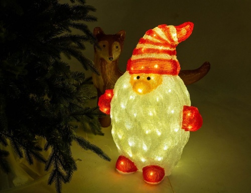 Светящаяся акриловая фигура ЗАБАВНЫЙ ГНОМ, 80 тёплых белых LED-огней, 65 см, уличный, Kaemingk (Lumineo) фото 2