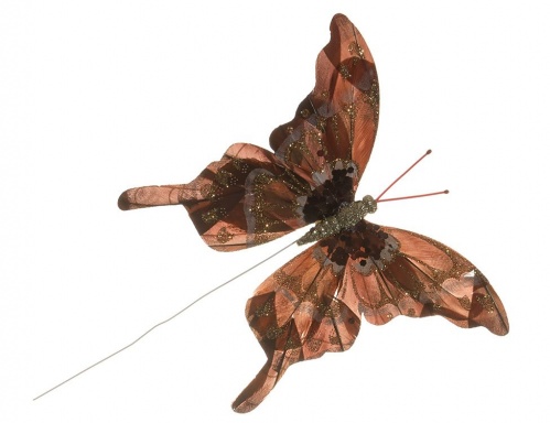 Набор бабочек "Вечерние феи", на проволоке, перо, 12х14 см (упаковка 2 шт.), разные модели, Kaemingk фото 2