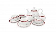 Чайный сервиз на 4 персоны 11 предметов красные узоры арт.71160717-327, Leander