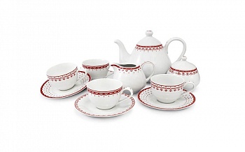 Чайный сервиз на 4 персоны 11 предметов Красные узоры арт.71160717-327D
