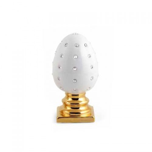 EMOZIONI Сувенир яйцо 13х13хН21 см, керамика, цвет белый, декор золото, swarovski