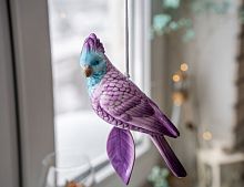 Подвесное украшение-колокольчик ПОПУГАЙ КОРЕЛЛА ФИОЛЕТОВЫЙ, керамика, 20 см, EDG