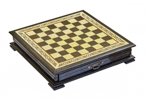 Шахматная коробка большая (дуб) с раздвижными ящиками 50*50 фото 2