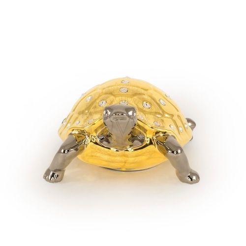 GIARDINO Статуэтка черепаха 31х22хН13 см, керамика, цвет золото, декор платина, swarovski фото 2