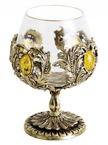 Набор из двух бокалов для коньяка с искусственным камнем (Янтарь желтый) деревянная шкатулка фото 14