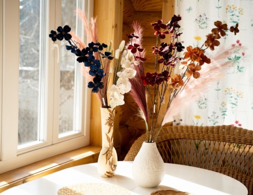 Декоративная ветка "Цветы кизила" вельвет, 100 см, EDG фото 3