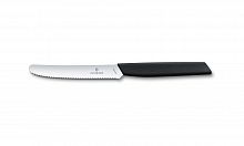 Нож Victorinox столовый, 11 см волнистое, чёрный
