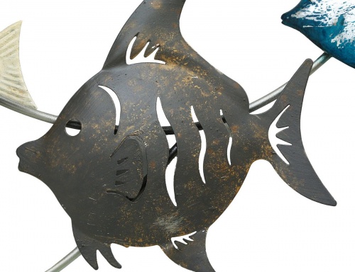 Настенное интерьерное украшение "Рыбки в полёте", металл, голубое, 7х150х80 см, Boltze фото 5